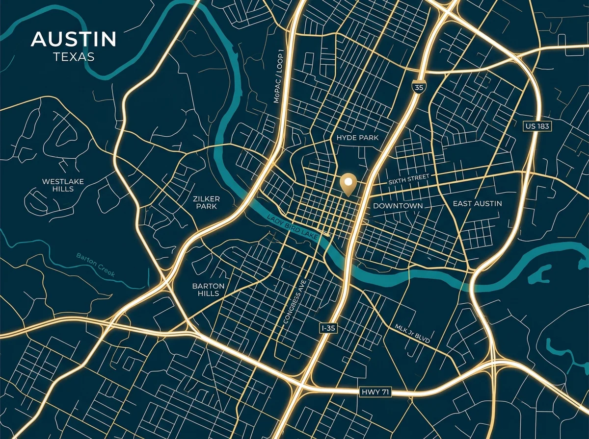 Stylized Map of Austin, Texas - EYOND Headquarters